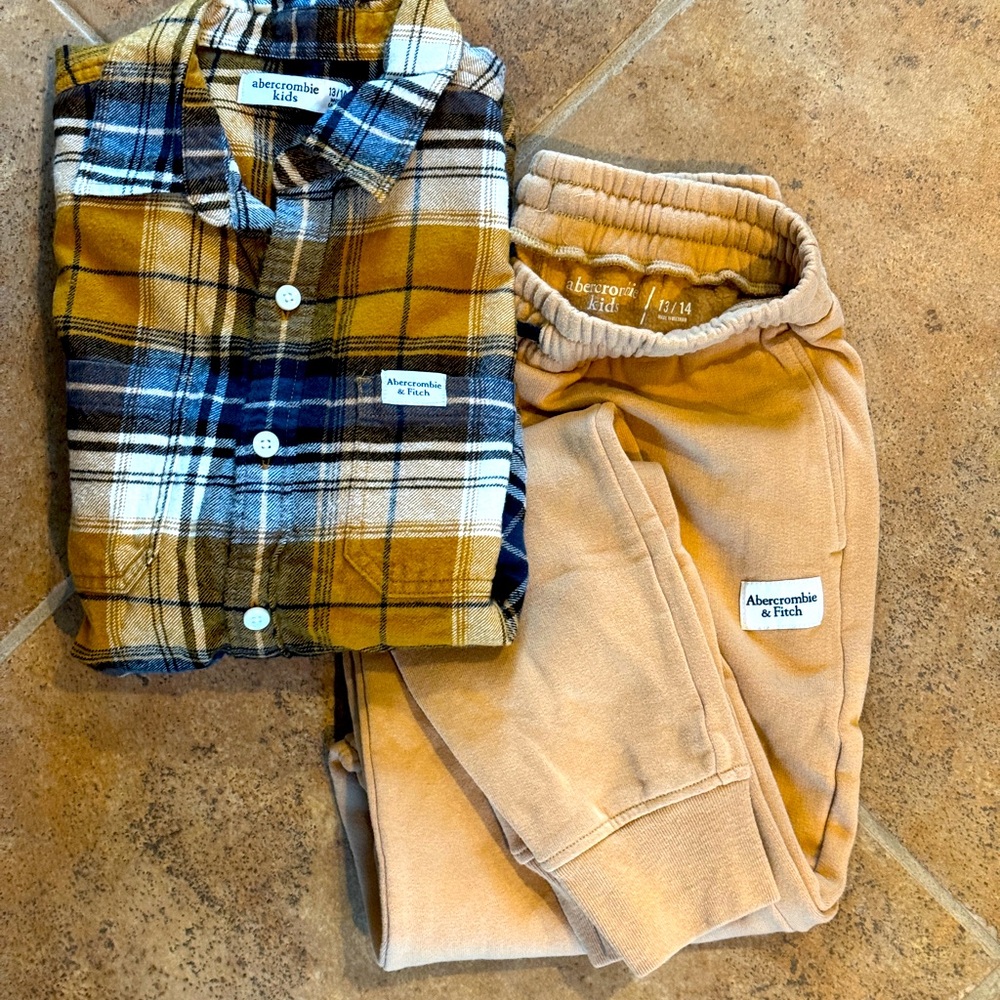 Abercrombie kids flannel shirt and joggers pant
